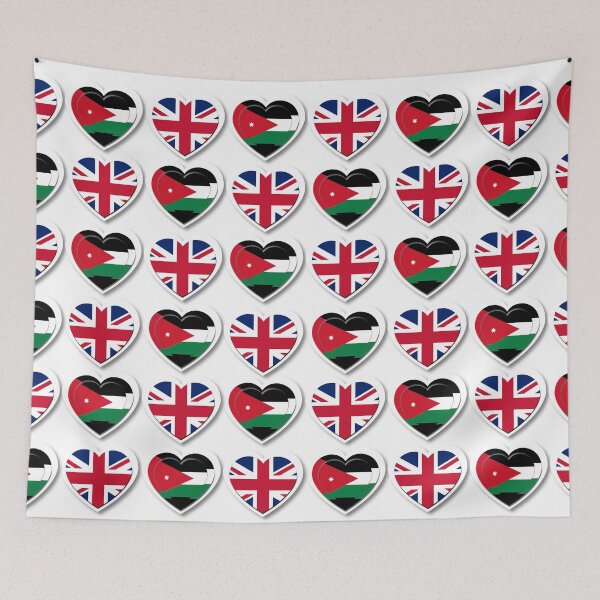 Item preview, Heart Mosaic with Jordanian and UK Flag Designs designed and sold by IntelliMindDesigns.