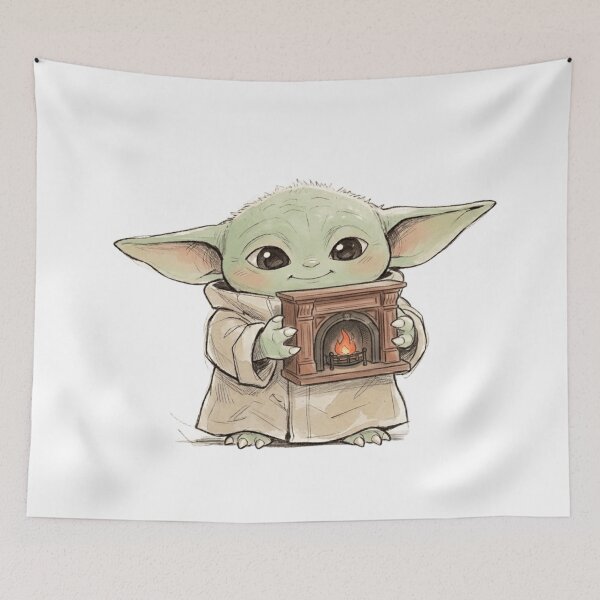 Item preview, BABY YODA BY FIREPLACE COZY WINTER GROGU AESTHETIC designed and sold by LIS AND MELIVERSO.