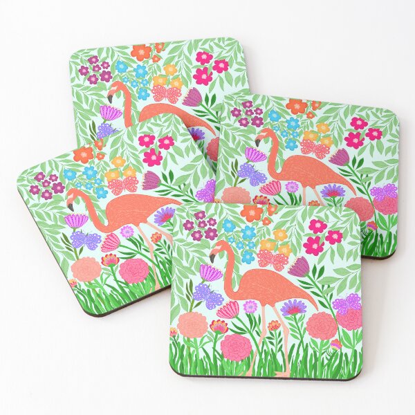 Item preview, Flamingo In Flower Garden Botanical Art designed and sold by Rosemarie Guieb Designs.