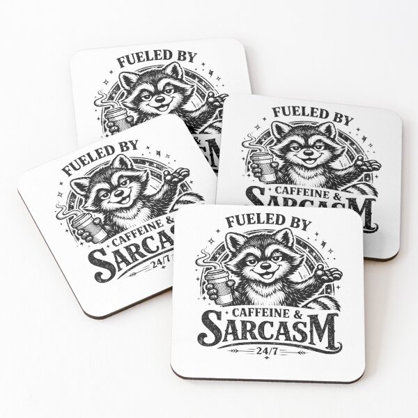 Item preview, Funny Sarcastic Raccoon Fuelled By Caffeine Humor designed and sold by CoolTShirtDesign.