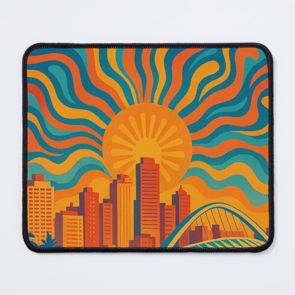 Item preview, Trippy Psychedelic Poster of Durban | Neon Beachfront & Skyline | Vibrant Abstract South African Coastal City Art designed and sold by PaintedPixels01.