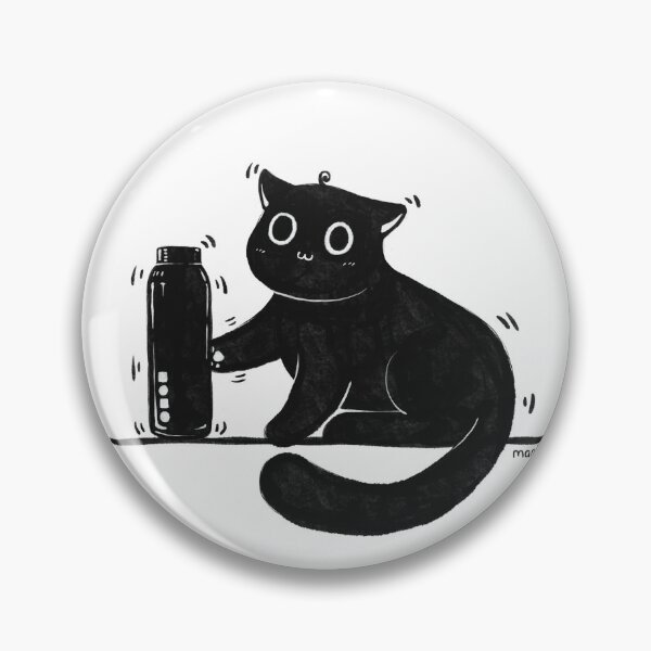 Item preview, Knocking Over Bottle Black Cat Art Print designed and sold by Manjia-Art.