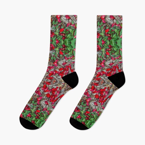 Item preview, Red Petals and Leaves – Natural Symmetry Forest Floor Pattern designed and sold by aadventures.
