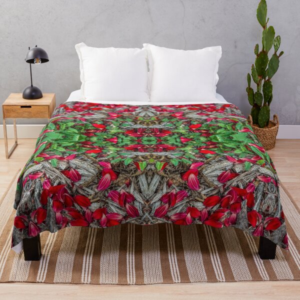 Item preview, Red Petals and Leaves – Natural Symmetry Forest Floor Pattern designed and sold by aadventures.