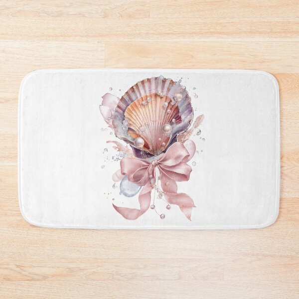 Item preview, Elegant Pastel Seashell with Pearls and Pink Ribbon Watercolor Illustration Ocean Glam Aesthetic designed and sold by Anastasiia Yurevych.