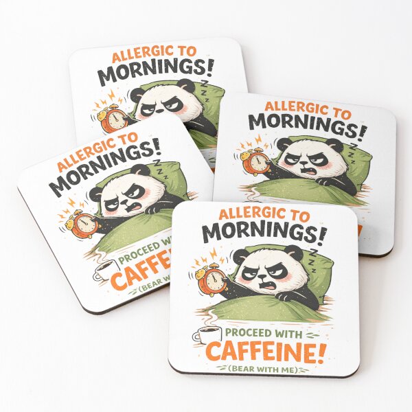 Item preview, Allergic to Mornings Funny Panda Coffee Meme designed and sold by ZenvyraLab.
