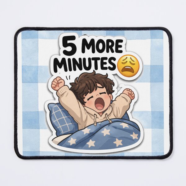 Item preview, Cute Sleepy Boy Sticker – 5 More Minutes ? Funny Yawning Cartoon Sticker, Lazy Mood Kawaii Aesthetic, Relatable Morning Humor designed and sold by Sidra digital art 8277237.
