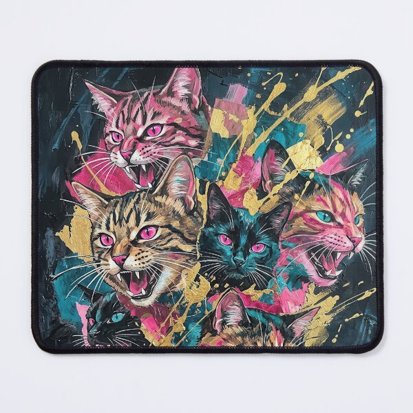 Item preview, Neon Electric Hissing Cats Collage with Gold Splash designed and sold by nuel-art.