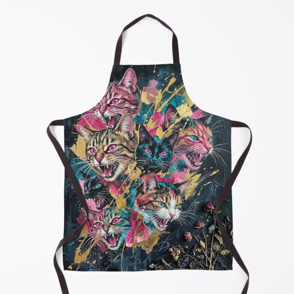 Item preview, Neon Electric Hissing Cats Collage with Gold Splash designed and sold by nuel-art.