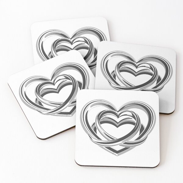 Item preview, Interlocking Abstract Hearts Black and White Modern Love Symbol Illustration designed and sold by inkoutninja.