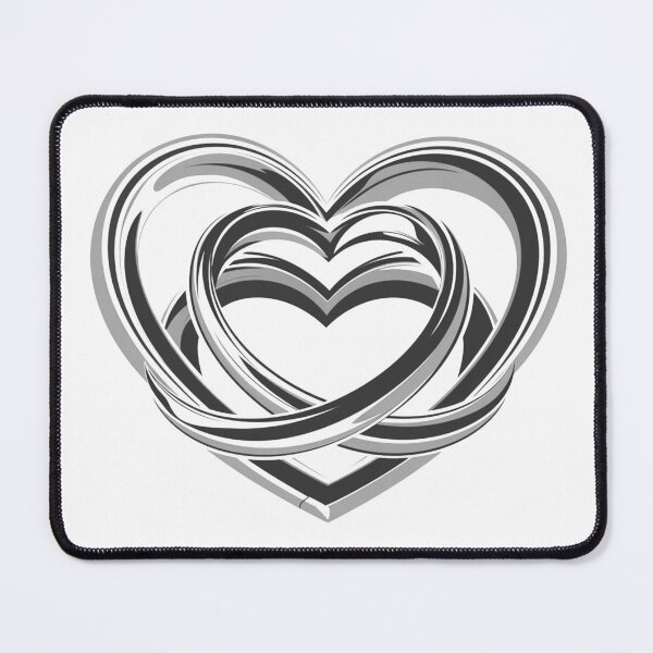 Item preview, Interlocking Abstract Hearts Black and White Modern Love Symbol Illustration designed and sold by inkoutninja.