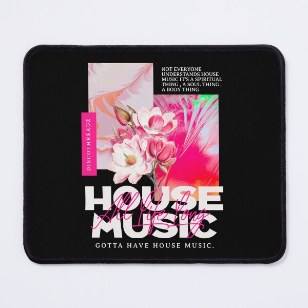 Item preview, HOUSE MUSIC - Pink Floral (White) designed and sold by Discothreadz.