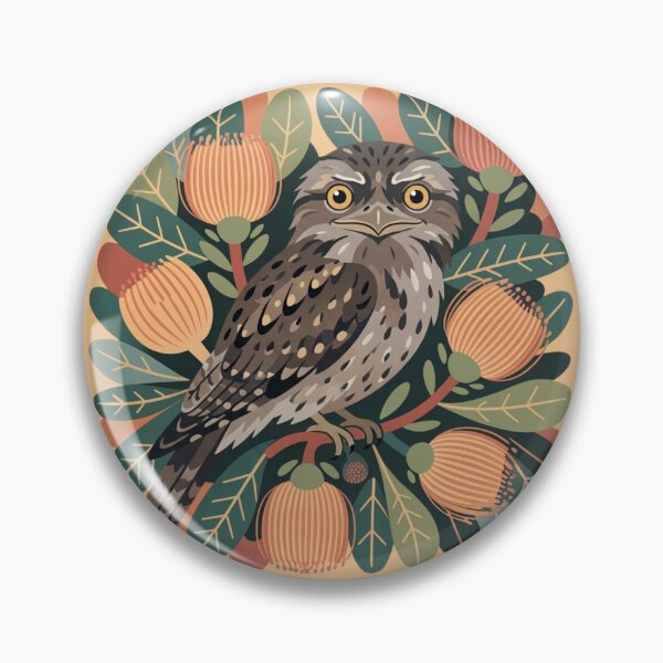 Item preview, Tawny Frogmouth Folk Art – Moody Australian Nocturnal Bird  designed and sold by Wennebabs.