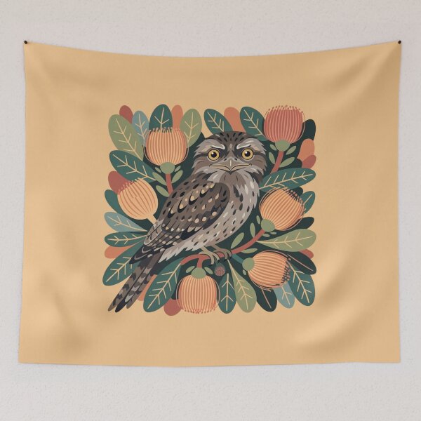Item preview, Tawny Frogmouth Folk Art – Moody Australian Nocturnal Bird  designed and sold by Wennebabs.