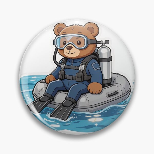 Item preview, Cute Bear Scuba Diving Sticker| Kawaii Diver Bear Cartoon designed and sold by carestazafeli.