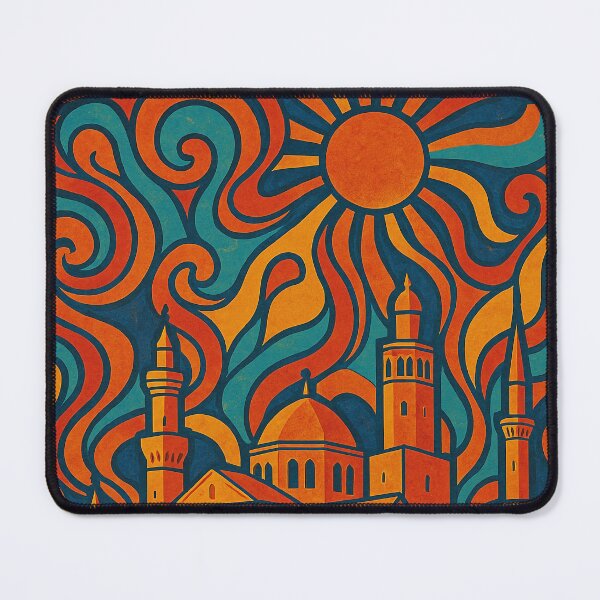 Item preview, Trippy Psychedelic Poster of Damascus | Colorful Syrian Cityscape | Surreal Historic Travel Art designed and sold by PaintedPixels01.