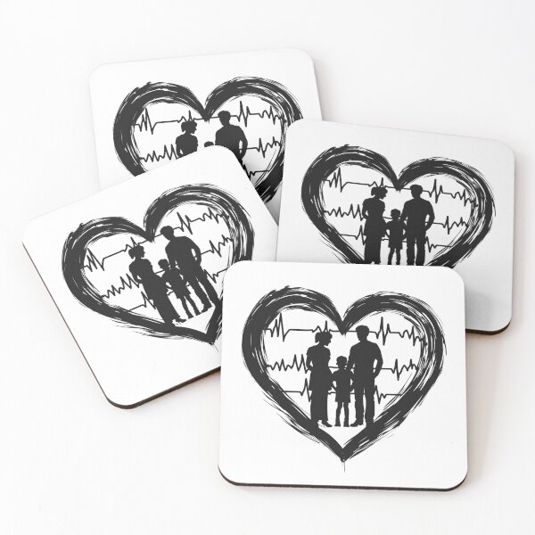Item preview, Family Heartbeat Silhouette Black and White Love and Connection Illustration designed and sold by inkoutninja.