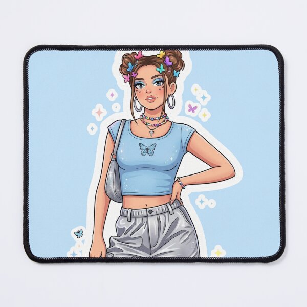 Item preview, Y2K Baddie Butterfly Girl Sticker Retro Fashion Illustration Cute Anime Girl Y2K Aesthetic Sparkle designed and sold by Wander & Whim Designs.
