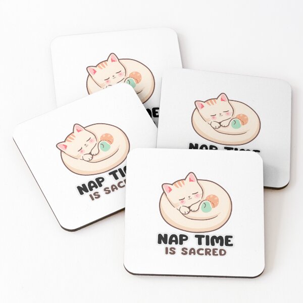 Item preview, Nap Time Is Sacred – Cute Sleeping Cat Sticker designed and sold by ArtByAlgorithms.