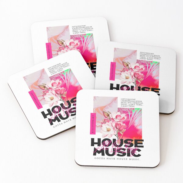 Item preview, HOUSE MUSIC - Pink Floral (Black)  designed and sold by Discothreadz.