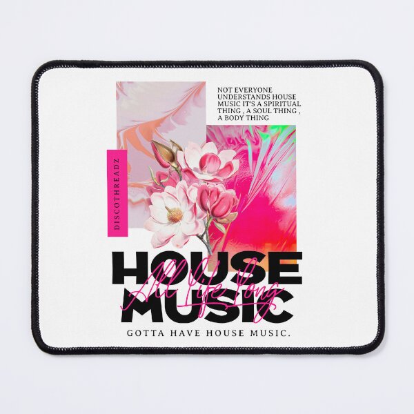 Item preview, HOUSE MUSIC - Pink Floral (Black)  designed and sold by Discothreadz.