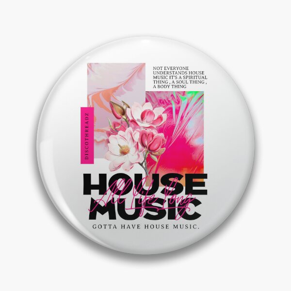 Item preview, HOUSE MUSIC - Pink Floral (Black)  designed and sold by Discothreadz.