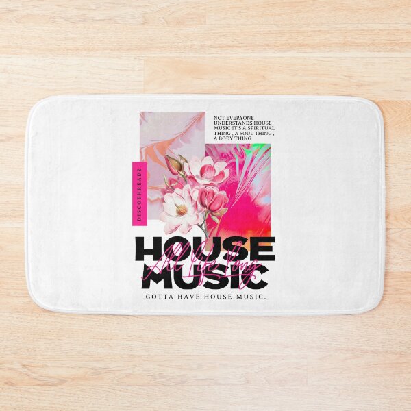 Item preview, HOUSE MUSIC - Pink Floral (Black)  designed and sold by Discothreadz.