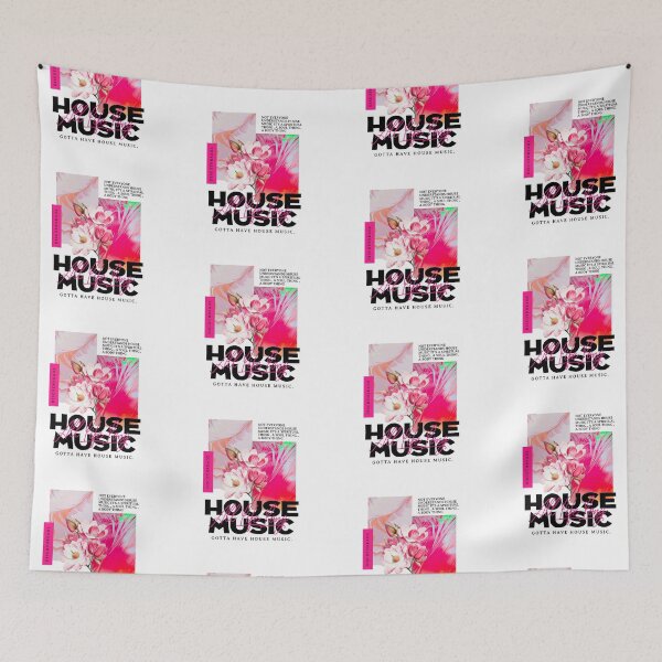 Item preview, HOUSE MUSIC - Pink Floral (Black)  designed and sold by Discothreadz.