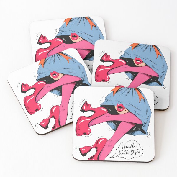 Item preview, A cartoon woman wearing a blue bag with an orange bow on her head and pink boots on transparent background designed and sold by Creative88Art.