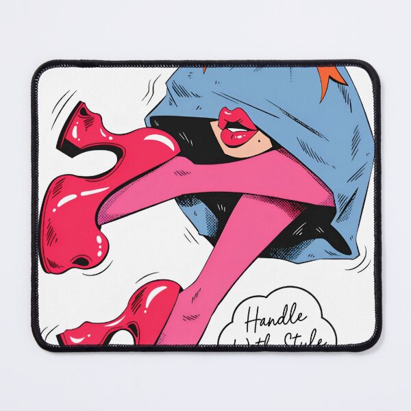 Item preview, A cartoon woman wearing a blue bag with an orange bow on her head and pink boots on transparent background designed and sold by Creative88Art.