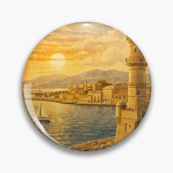 Item preview, Chania Vintage Lighthouse HELLAS Travel Poster designed and sold by mythographiaart.