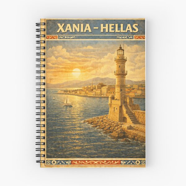 Item preview, Chania Vintage Lighthouse HELLAS Travel Poster designed and sold by mythographiaart.