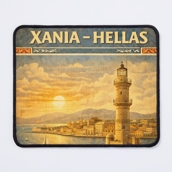 Item preview, Chania Vintage Lighthouse HELLAS Travel Poster designed and sold by mythographiaart.