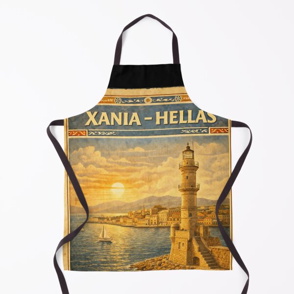 Item preview, Chania Vintage Lighthouse HELLAS Travel Poster designed and sold by mythographiaart.
