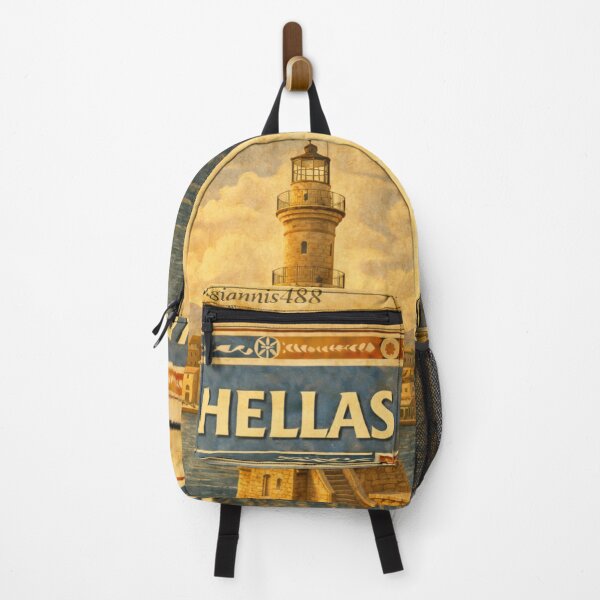 Item preview, Chania Vintage Lighthouse HELLAS Travel Poster designed and sold by mythographiaart.