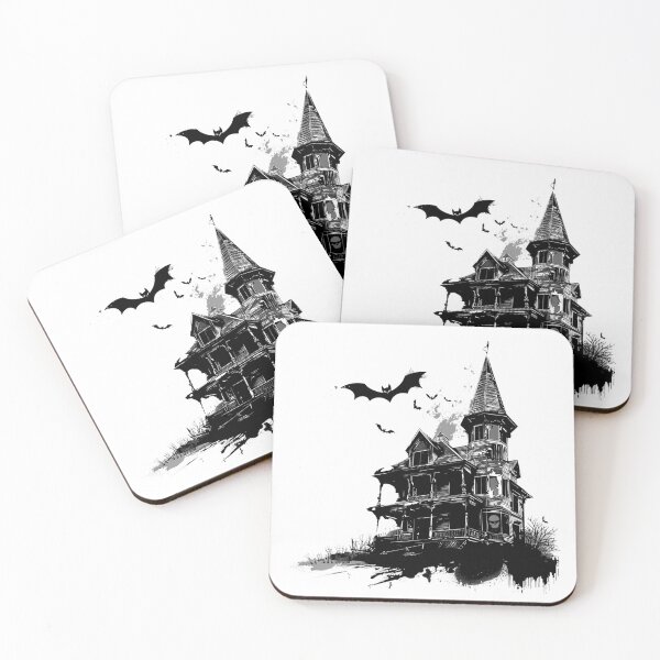 Item preview, Victorian Haunted House Black and White Gothic Horror Illustration designed and sold by inkoutninja.