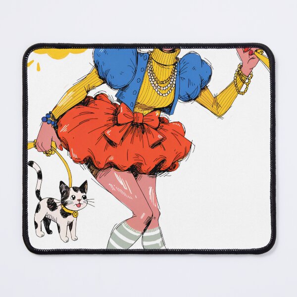 Item preview, A cartoon girl with a flirtatious personality and her cute dog on a leash on transparent background designed and sold by Creative88Art.