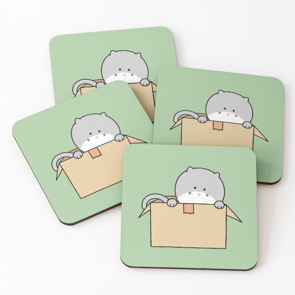 Item preview, Cute gray cat hiding in a cardboard box illustration designed and sold by ubborn.