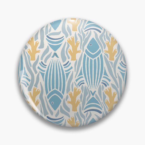 Item preview, Large scale of Modern Nautical Fish Coral Coastal Blue Pattern Art designed and sold by DColourMuse.