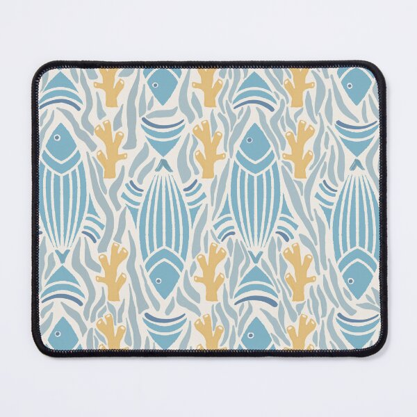 Item preview, Large scale of Modern Nautical Fish Coral Coastal Blue Pattern Art designed and sold by DColourMuse.