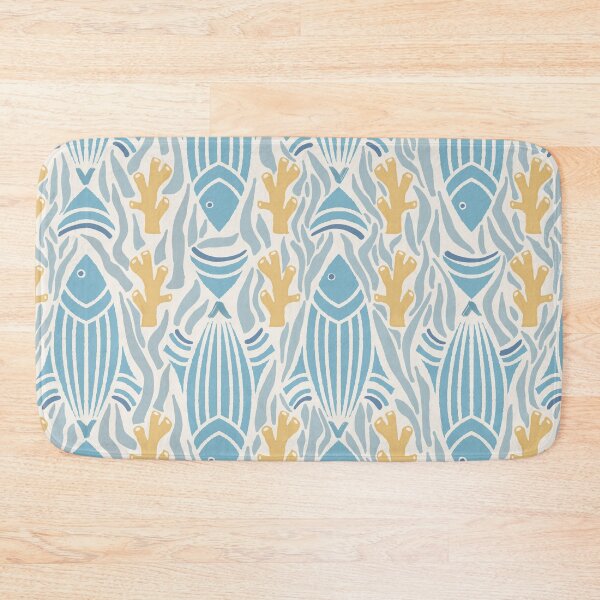Item preview, Large scale of Modern Nautical Fish Coral Coastal Blue Pattern Art designed and sold by DColourMuse.