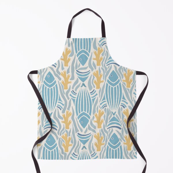 Item preview, Large scale of Modern Nautical Fish Coral Coastal Blue Pattern Art designed and sold by DColourMuse.