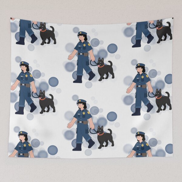 Item preview, Police Officer with a Dog in Cartoon Style - Aesthetic Illustration designed and sold by iamKRUK.
