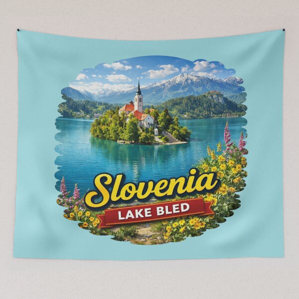 Item preview, Lake Bled, Slovenia - Alpine Lake Island & Castle designed and sold by Myra365Art.