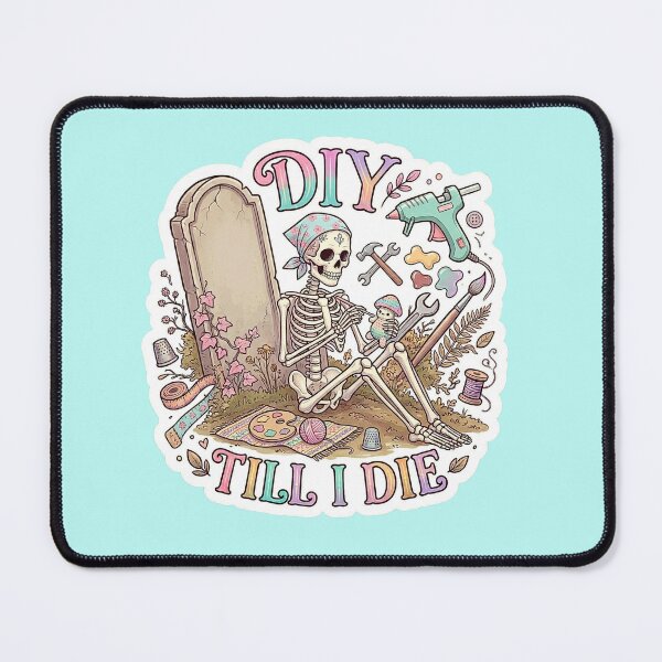 Item preview, DIY Till I Die Skeleton Sticker Funny Crafting Gift Cute Skull Craft Lover Pastel Gothic Aesthetic designed and sold by Wander & Whim Designs.