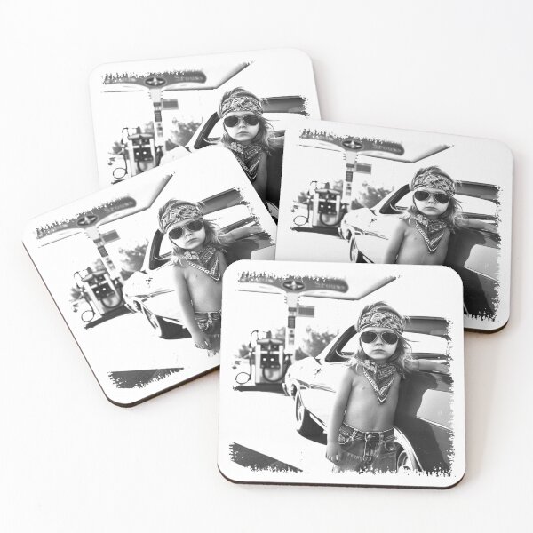 Item preview, Cool Retro Kid at Gas Station Black and White Rebel Photography designed and sold by inkoutninja.
