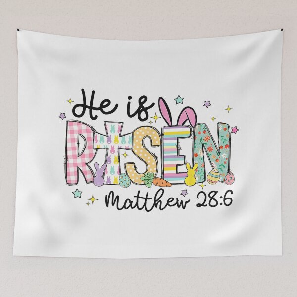 Item preview, He Is Risen Cute Easter Bunny Christian Scripture Spring Celebration Design designed and sold by IsoldeCeleste.