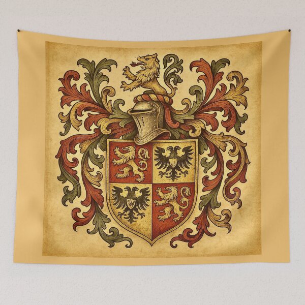 Item preview, Medieval Coat of Arms - Heraldic Lion & Eagle Shield designed and sold by Myra365Art.