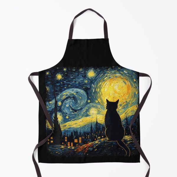 Item preview, Black Cat Watching Golden Moon in a Starry Dreamscape Night designed and sold by IsoldeCeleste.