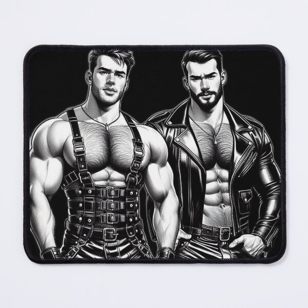 Item preview, Muscle Brothers in Leather Gay Pride Graphic Art Design designed and sold by ItsAKinkThing.